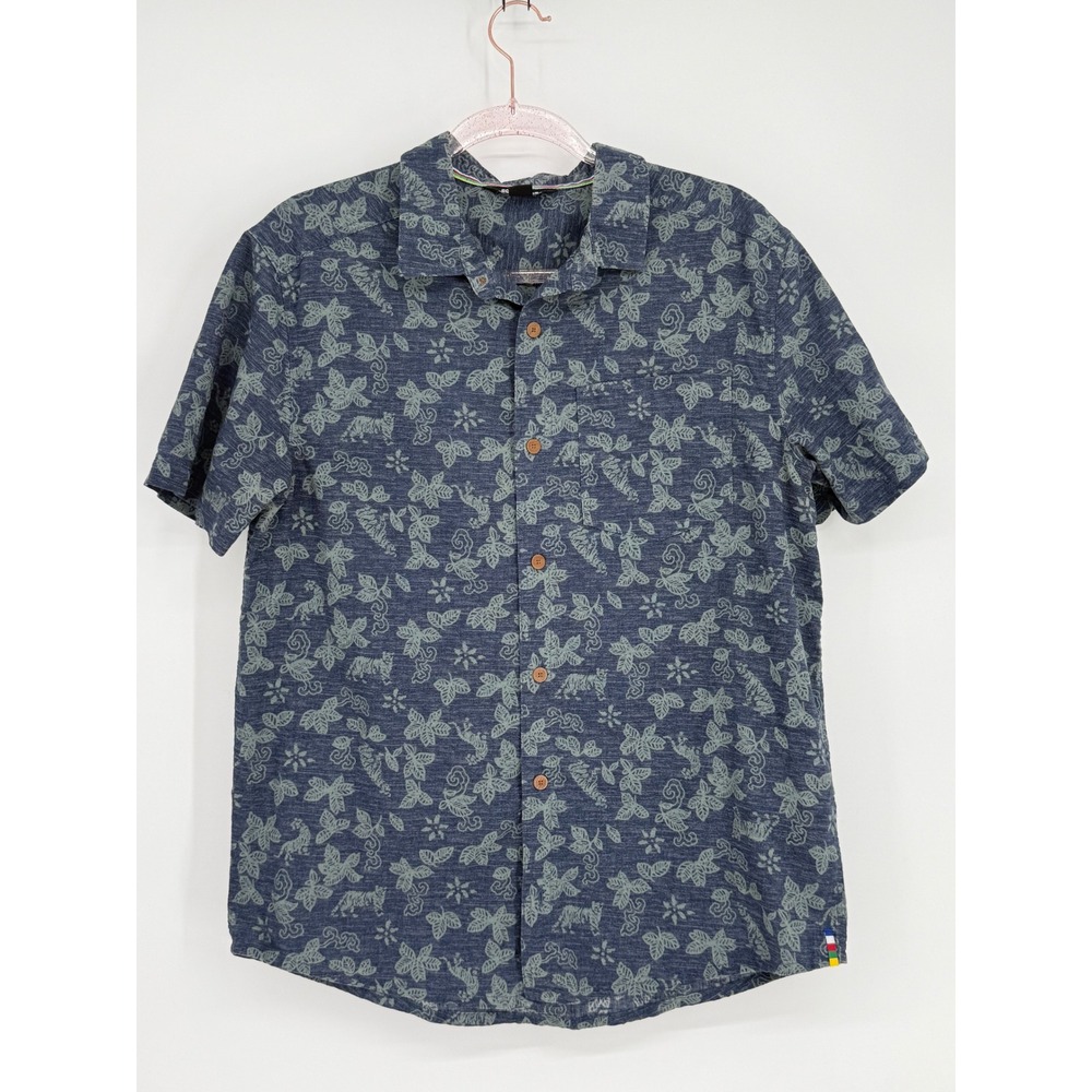 Sherpa Adventure‎ Gear Mens Small Blue Green Tiger Floral Button Down Shirt Sz S